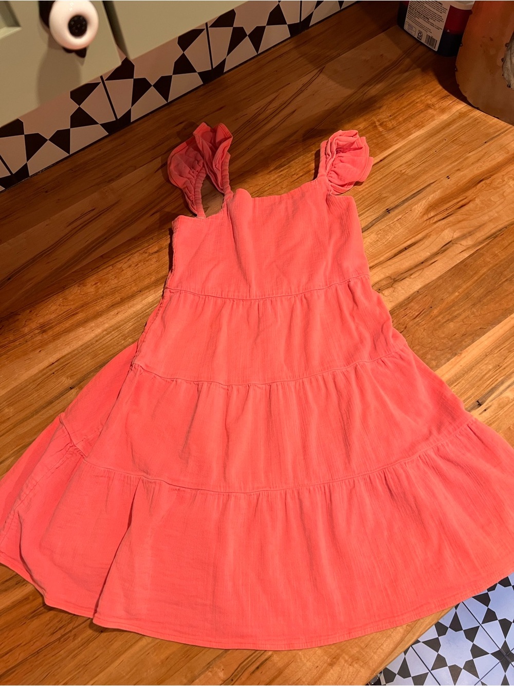 Vineyard Vines Girls Coral Tiered Cotton Dress Sz 10 Puff Sleeve Summer Beach - Picture 9 of 9